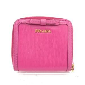 PRADA Leather Folding Wallet in Pink